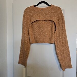 Free people medium mercury cable shrug and tank top sweater set.